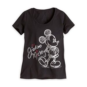 Disney Store Women's J’adote Mickey Black Short Sleeve Tee XS